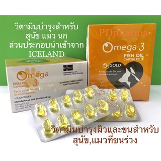 ภาพขนาดย่อของสินค้าโอทรีโกลด์ น้ำมันปลา (**1กล่อง10แผง) O3 gold วิตามิน บำรุงผิว บำรุงขน แก้ขนร่วง สุนัข แมว นก หมา ชนิดแคปPremium Fish oil