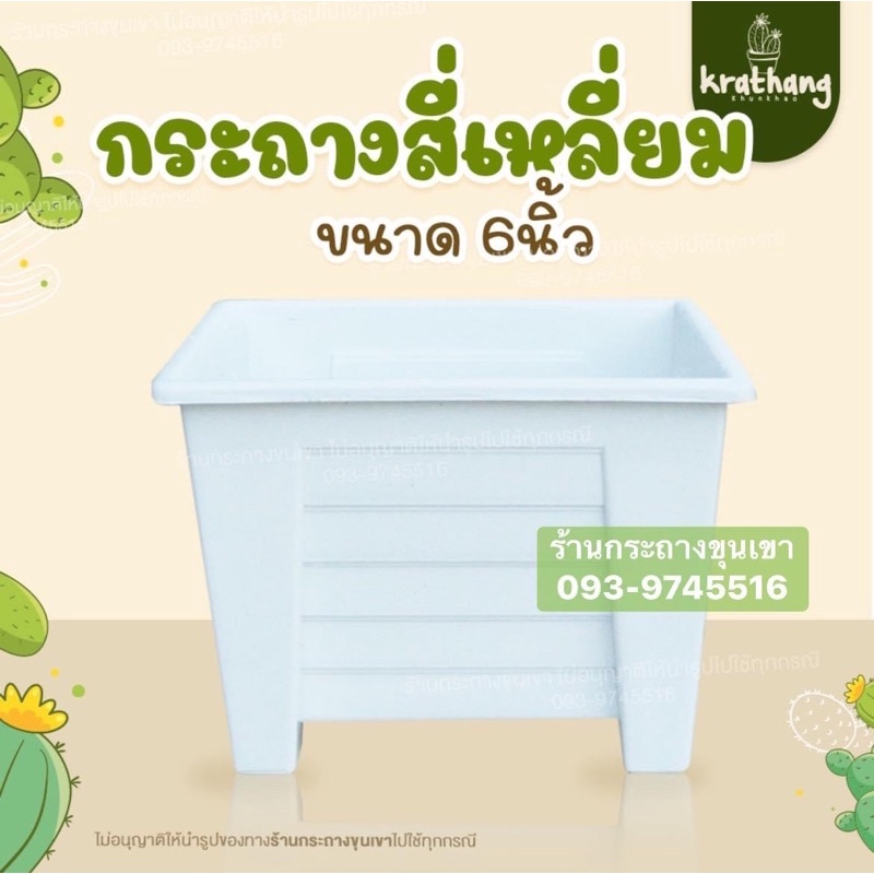 ราครโรงงาน-ถูกที่สุด-กระถางสี่เหลี่ยม-6-ขายกสูง-ไม่มีจานรอง-ถูกที่สุด