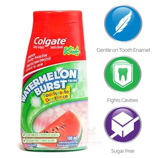 🌟พร้อมส่ง🌟 ยาสีฟัน&amp;น้ำยาบ้วนปากสำหรับเด็ก Colgate Kids 2-in-1 Watermelon Burst Fluoride Toothpaste