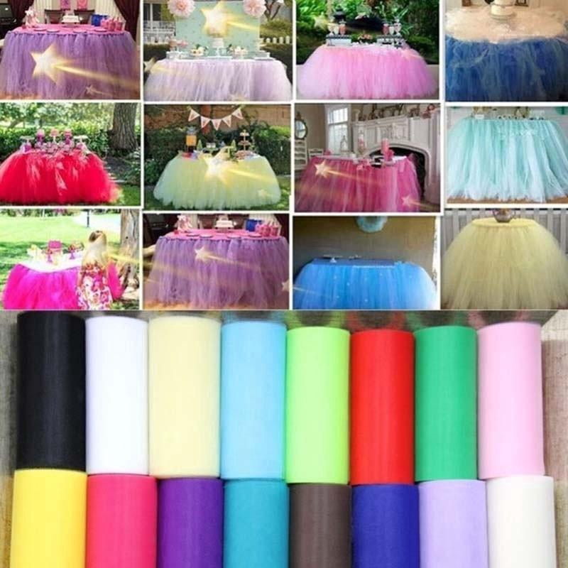 ม้วนผ้าม่าน Tulle 25 yd สำหรับตกแต่งงานแต่งงาน