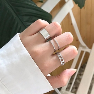 ชุดแหวนแฟชั่น สามชิ้น ปรับได้ สไตล์เกาหลี เรียบง่าย สําหรับผู้หญิง นักเรียน