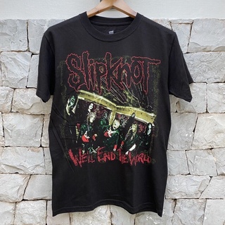 เสื้อยืดพิมพ์ลายแฟชั่น ย้อนยุคเตรียมจัดส่ง เสื้อวง Slipknot ลายหน้า หลัง ลิขสิทธิ์แท้ นำเข้าจาก USA สั้น สี เสื้อผู้ชาย
