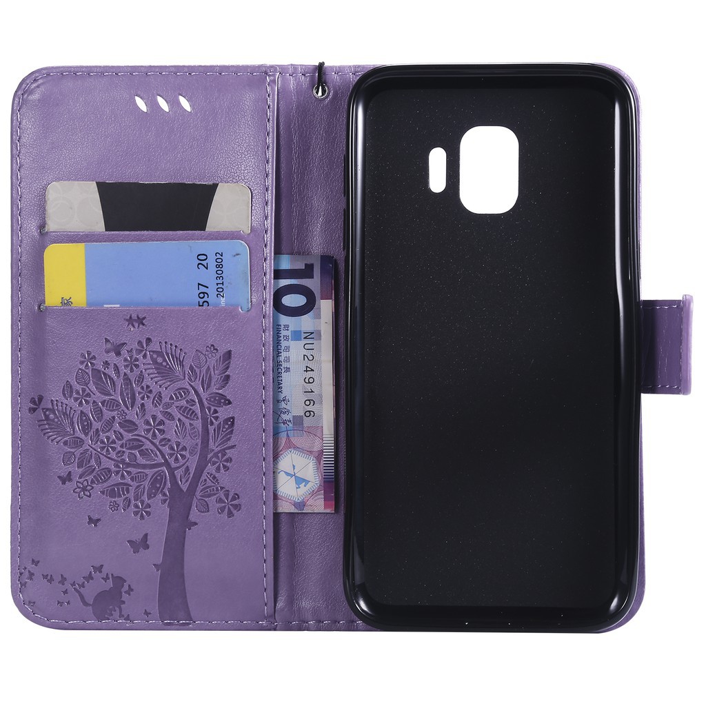 เคสสำหรับเคสหนัง-pu-พิมพ์ลายต้นไม้แมวสําหรับ-samsung-galaxy-j-2-core