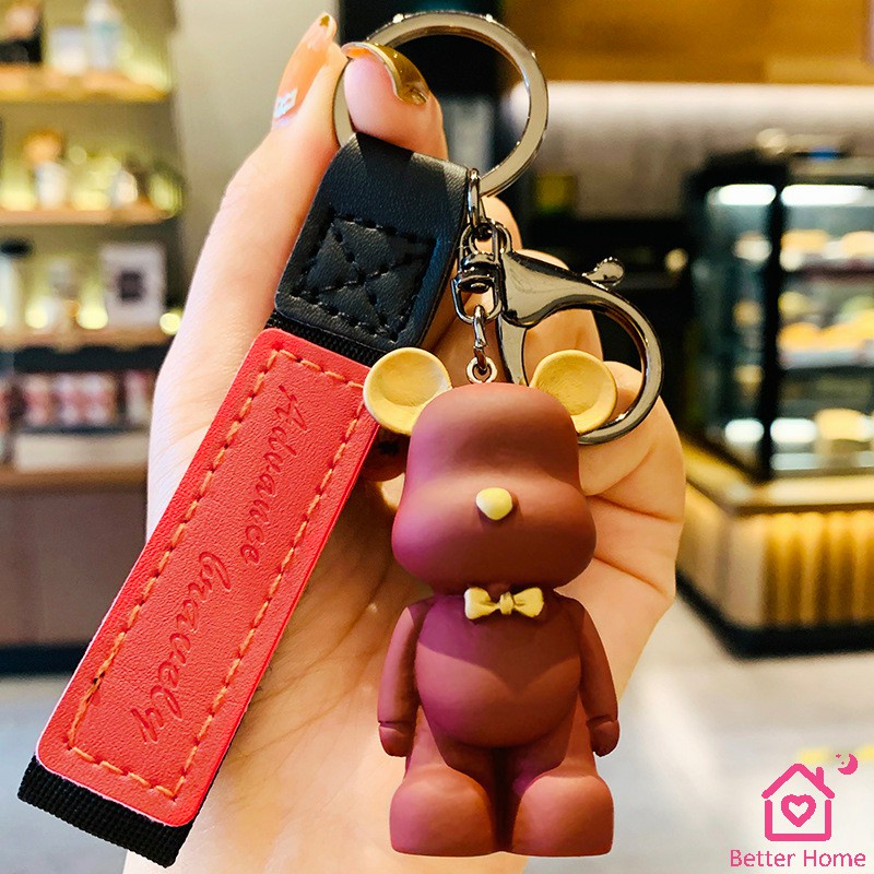 พวงกุญแจแฟชั่นยุโรปเหนือหมีผูกโบว์-พวงกุญแจหมี-จี้ห้อยกระเป๋า-keychain