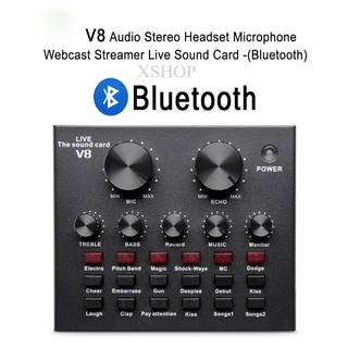 สินค้า V8 Audio Stereo Headset Microphone Webcast Streamer Live Sound Card(Bluetooth)V8 BT USBเสียงชุดหูฟังไมโครโฟน Webcast