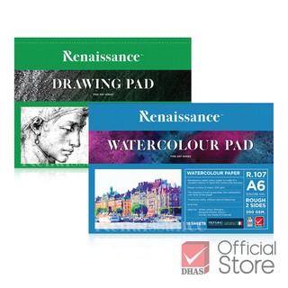 Renaissance สมุดวาดรูป กระดาษวาดเขียน โปสการ์ด Pad A6 200G 15SH จำนวน 1 เล่ม