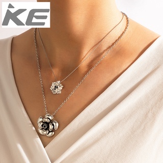 French Rose Flower Necklace Female Temperament Design Double-Flower Clavicle Chain for girls f
