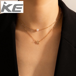 Korean version of pearl pentagram necklace female temperament Japanese and Korean star clavicl
