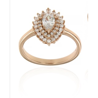 AR-Kang Collection***แหวนเงินแท้ 925 ชุบ Rose Gold เพชรรัสเซีย CZ(5A)