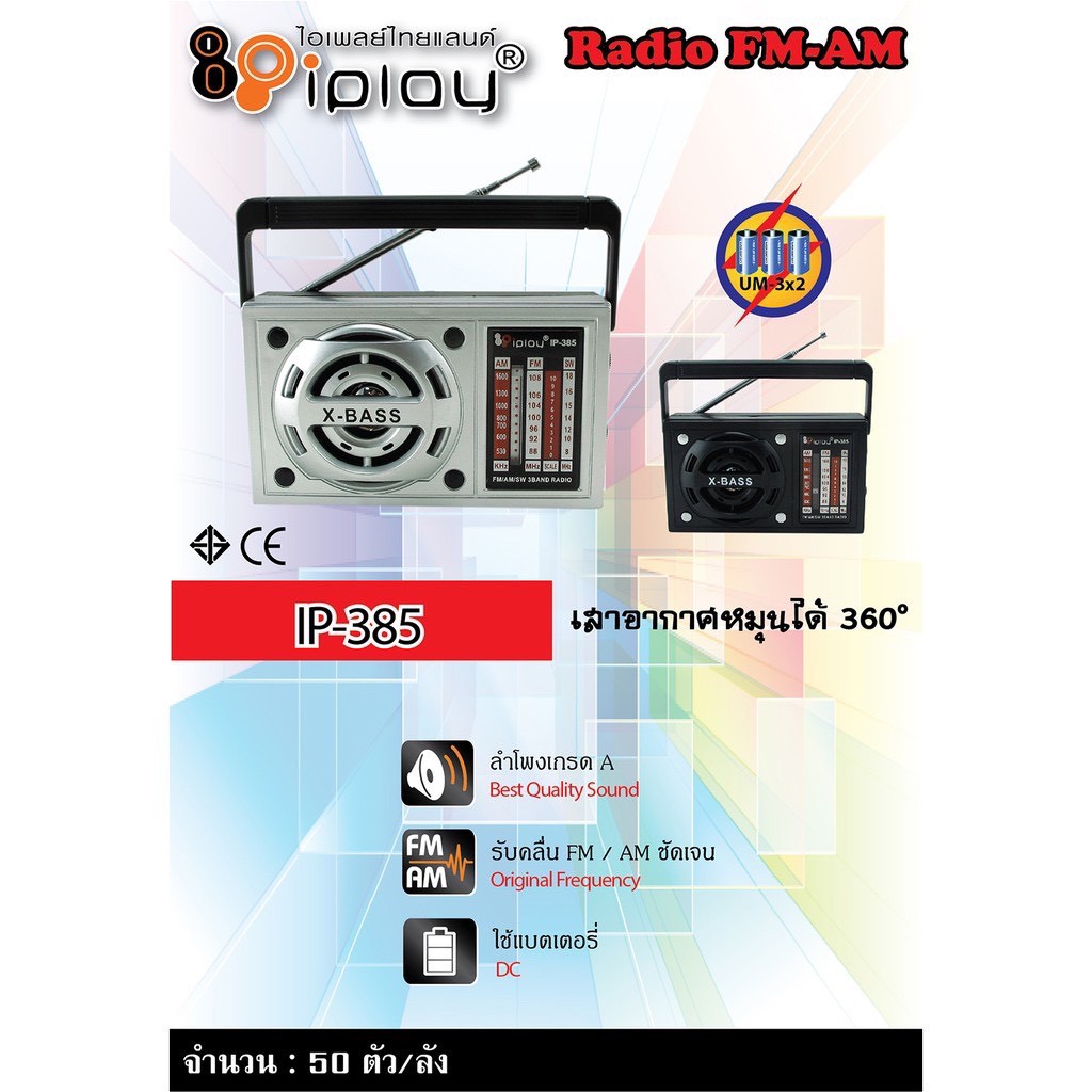 ภาพสินค้าiPlay ip-385 วิทยุพกพา วิทยุขนาดเล็ก FM/AM ใช้ถ่าน จากร้าน uniix บน Shopee ภาพที่ 7