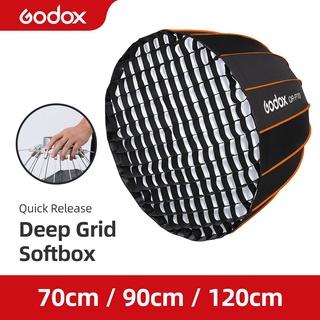 Godox QR-P70 ซอฟท์บ็อกซ์ลึก 70 ซม. QR-P90 90 ซม. QR-P120 120 ซม. ปลดเร็ว พร้อมช่องรังผึ้ง สําหรับเมาท์โบเวน สตูดิโอแฟลช