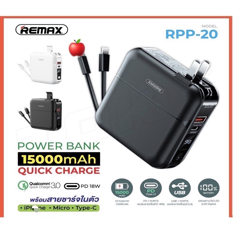 Remax W1501 RPP-20/15000mAh RPP-145/10000mAh Wireless แบตสำรองพร้อม ...