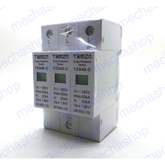 อุปกรณ์ป้องกันฟ้าผ่า-ป้องกันไฟกระชาก-3p-20ka-40ka-uc-385vac-ac-house-surge-protector