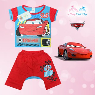 ชุดนอนเด็กเล็กผู้ชาย Disney Cars เสื้อแขนสั้นสีฟ้า กางเกงขาสั้น สุดเท่ห์ ลิขสิทธิ์แท้ (สำหรับเด็กอายุ 1-24 เดือน )