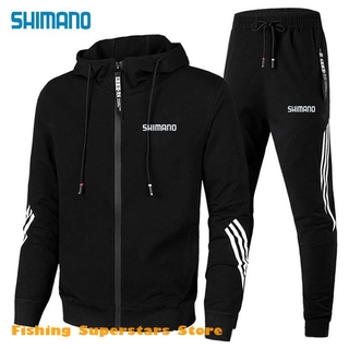 Shimano ชุดเสื้อแจ็กเก็ต กางเกงกีฬา ผ้าฝ้าย ลายทาง แฟชั่นฤดูใบไม้ผลิ และฤดูใบไม้ร่วง สําหรับตกปลา เดินป่า ตั้งแคมป์กลางแจ้ง