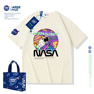 【ใหม่】เสื้อยืดแขนสั้น ผ้าฝ้าย พิมพ์ลาย Nasa NYLEE แฟชั่นฤดูร้อน สไตล์เกาหลี สําหรับผู้ชาย และผู้หญิง