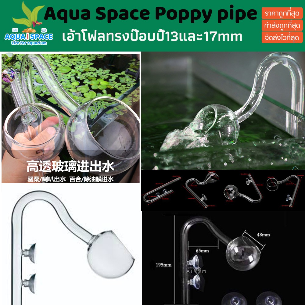 aqua-space-galss-poppy-pipe-outflow-แก้ว-13mm-17mm-เอ้าโฟลแก้ว-พร้อมส่งจากไทย-inflow-outflow