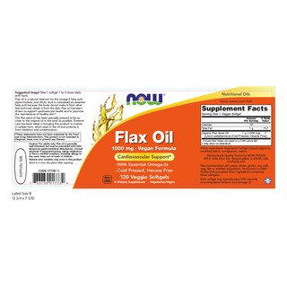 ภาพขนาดย่อของภาพหน้าปกสินค้าNow Foods Flax Oil น้ำมันเมล็ดแฟลกซ์ น้ำมันเมล็ดลินิน สกัดเย็น 1000 มิลลิกรัม 120 แคปซูล *พร้อมส่ง* จากร้าน pjhealthy_shop บน Shopee ภาพที่ 5