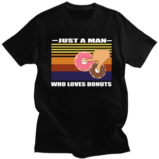 เสื้อยืดลําลอง คอกลม พิมพ์ลาย Just A Man Who Loves-Donuts สวมใส่สบาย สไตล์สตรีท สําหรับผู้ชาย