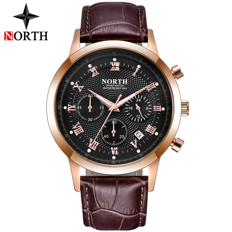 north-mens-นาฬิกาผู้ชายธุรกิจหนังกันน้ำนาฬิกาควอตซ์