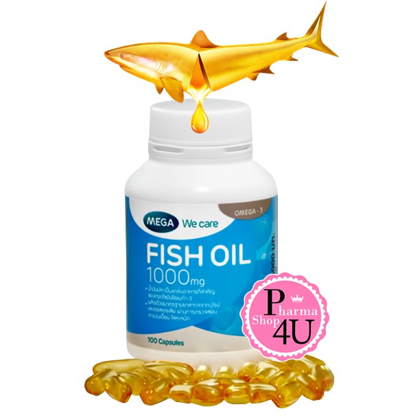 ภาพหน้าปกสินค้าMega We Care Fish Oil 1000 mg 30'S/100'S สารพัดประโยชน์ น้ำมันปลา โอเมก้า-3 จากร้าน p4ushop บน Shopee