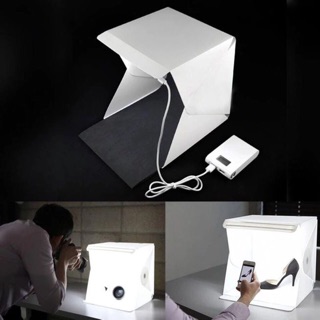 สินค้า 24cm กล่องถ่ายภาพสินค้า : Light room box ขนาด 22.6x23x 24cm-ฉากหลังสีขาว+ดำ (LED Kit+Micro USB)