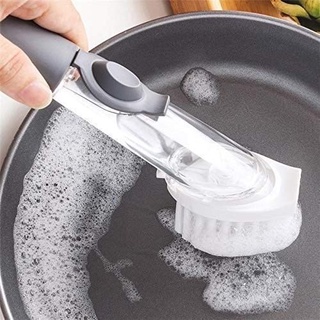 แปรงล้างจาน แปรงขัดคราบทำความสะอาด 2 หัวเปลี่ยนได้ ใส่น้ำยาได้ Decontamination wok brush