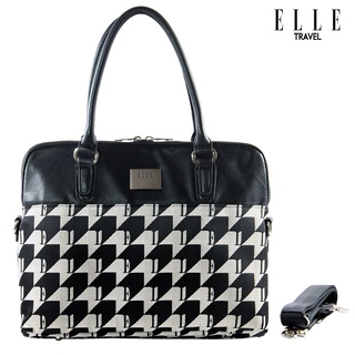 Elle Travel Dido Collection, Horizontal 12" Womans Computer Brief-bag, Document Bag, Business Bag, Houndstooth Jacquard