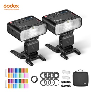 Godox MF12-K2 แฟลชมาโคร 2 ชุดไฟ Mini Speedlite ในตัว Godox X ระบบ TTL แฟลช + ฟิลเตอร์สี ดิฟฟิวเซอร์ สําหรับ Macro