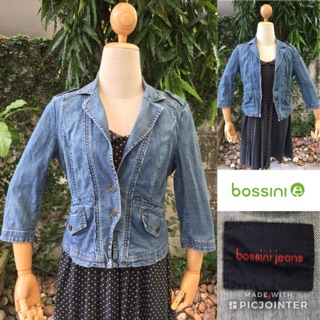 2sis1bro แบรนด์แท้ Bossini Jeans เสื้อแจ็คเก็ต ทรงสูท กระดุมสองเม็ด มือสอง พร้อมส่ง sz M