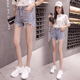 SUGAR GIRL กางเกงยีนส์แฟชั่นผู้หญิง ขาสั่น เองสูง ปลายขาขาดรุ่ย สไตส์เกาหลี#lan