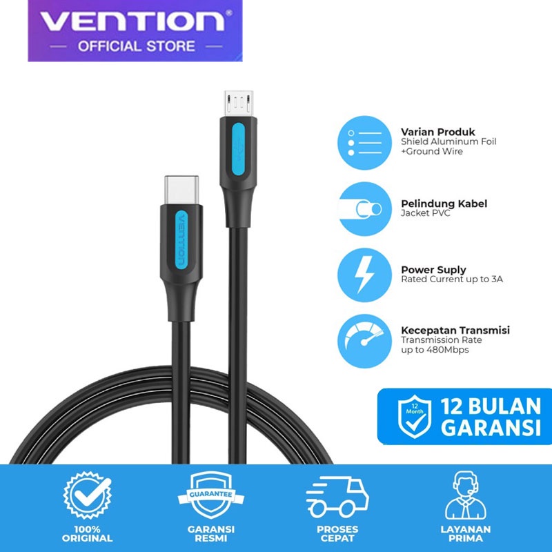 Vention สายชาร์จ COV 2A Type-C เป็น Micro USB อะแดปเตอร์ USB-C เป็น ...