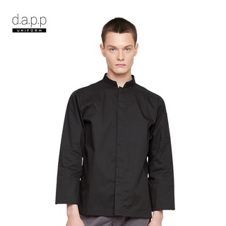 สินค้า dapp Uniform เสื้อเชฟ SALE ตัดต่อผ้ายืดนิค แขนยาว Nick Black Longsleeves Stretch Chef Jacket สีดำ(TJKB1916)