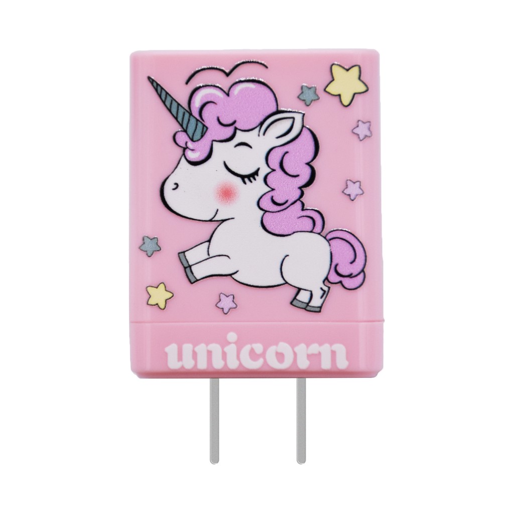 unicorn-สายชาร์จโทรศัพท์-หัวชาร์จ-usb-ลายการ์ตูน-2-1a-2-ชาร์จเร็ว-fast-charge-adapter-ชาร์จได้-2เครื่องพร้อมกัน