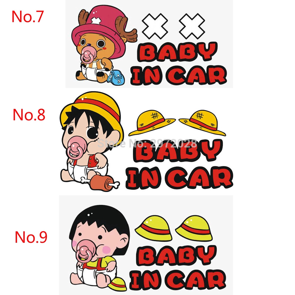 สติกเกอร์ไวนิล-ลายการ์ตูน-และข้อความ-baby-in-car-สำหรับตกแต่งรถยนต์