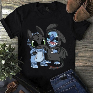 ใหม่ เสื้อยืด ลาย Stitch Toothless How To Train Your Dragon สําหรับผู้ชาย WQER7993