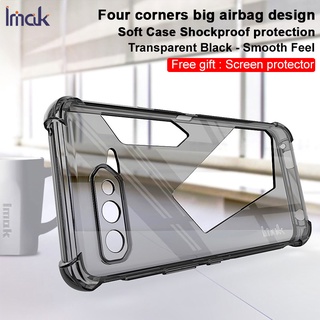 Imak ASUS ROG Phone 5S Pro Shockproof Casing Clear Soft TPU Case Transparent Silicone Back Cover Screen Film