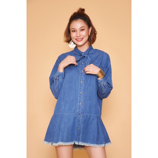 Gina dress jeans เดรสยีนส์จีน่าผูกโบว์