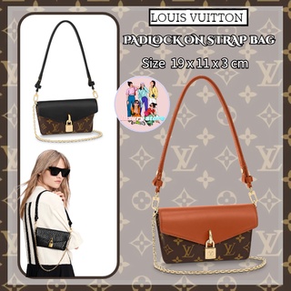 ✨Louis Vuitton PADLOCK ON STRAP กระเป๋าโซ่มือถือ/สินค้าลดราคาปลอดภาษี/สไตล์ผู้หญิง