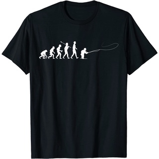 เสื้อยืดโอเวอร์ไซส์เสื้อยืด พิมพ์ลาย Evolution of Man Fly Fishing สําหรับผู้ชายS-3XL