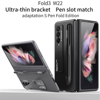เคสโทรศัพท์มือถือ PC แบบบางพิเศษ กันกระแทก พร้อมช่องใส่ปากกา สําหรับ Samsung Galaxy Z Fold 3 5G Z Fold 3 Zfold 3 Samsung Z Fold 3