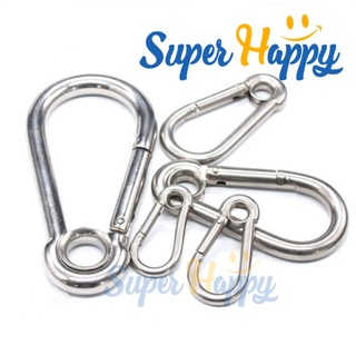 ภาพขนาดย่อของสินค้าSnap hook รุ่นมีห่วง คาราบิเนอร์มีห่วง Eyelet Carabiners สแนปลิงค์ สแตนเลส 304 eyelid snap hook