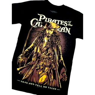 Tshirtคอลูกเรือcrew neckเสื้อยืด พิมพ์ลายกัปตันแจ็ค โจรสลัด โจรสลัด Johnny Depp สําหรับผู้ชาย-4XL