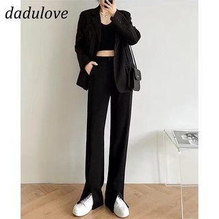 DaDulove💕 2022 New Front Slit Pants High Waist Straight Suit Wide Leg Pants Trousers Fashion plus Size Womens Clothing