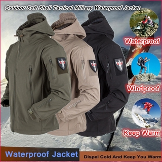 Outdoor Jacket Shark Skin Soft Shell Tactical Military Jacket Waterproof Windproof Hiking Unisex Army Hoodie Jacket