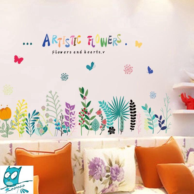 【Zooyoo】สติกเกอร์ติดผนัง Plant flowers and plants wall stickers