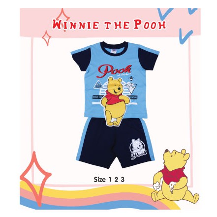 เสื้อผ้าเด็กลิขสิทธิ์แท้พร้อมส่ง-เด็กผู้ชาย-ผู้หญิง-ชุดแขนสั้นชุดแฟชั่น-หมีพูห์-เสื้อกางเกง-dws147-33-bestshirt