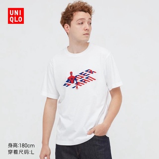 เสื้อยืดพิมพ์ลาย Uniqlo (Ut) Marvel Essentials สําหรับผู้ชายและผู้หญิง เสื้อยืดคอกลมผ้าฝ้าย