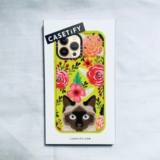 Casetify X เคสโทรศัพท์มือถือแบบนิ่ม เรืองแสง ลายแมว ดอกไม้ สีเหลือง สําหรับ IPhone 14 13 12 11 Pro MAX Mini XS MAX XR X SE 6 6S 7 8 Plus