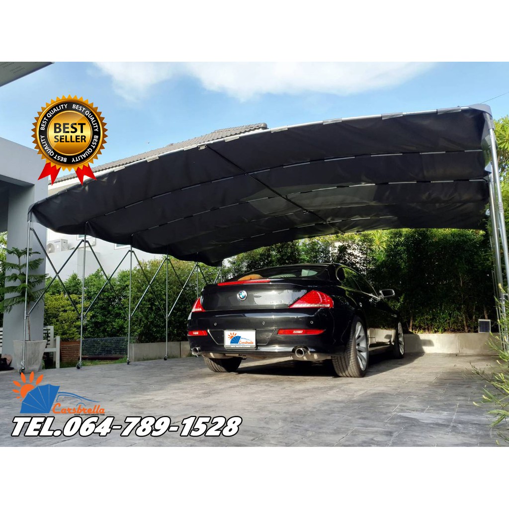 โรงจอดรถสำเร็จรูป-เต็นท์จอดรถ-carsbrella-รุ่น-twin-a-สําหรับรถยนต์ขนาดเล็กถึงขนาดกลางสามารถจอดรถได้-2-3-คัน